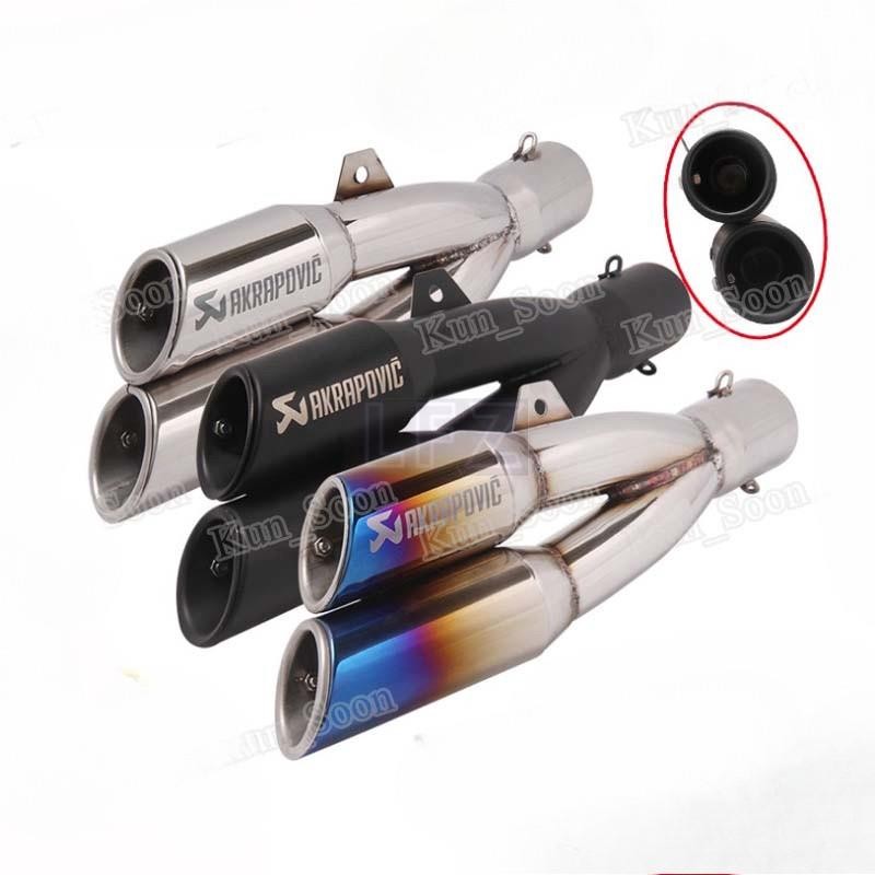 51mm/"id ท่อไอเสียท่อไอเสียท่อด้านหลัง Double Outlet ท่อไอเสียพร้อม DB Killer