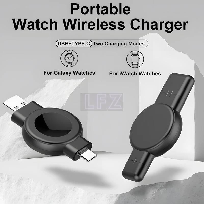 แบบพกพาแม่เหล็กไร้สายชาร์จสำหรับนาฬิกา serises 9 8 7 6 USB A Type C แปลงชาร์จสำหรับ Samsung Galaxy W