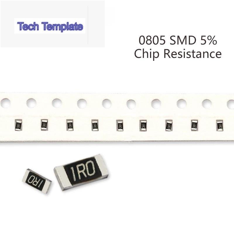 ชิปตัวต้านทานชิป 0805 Smd 1/4W 0R ~ 10M 0 10R 100R 220R 330R 470R 1K 4.7K 10K 47K 100K 0 10 100 330 