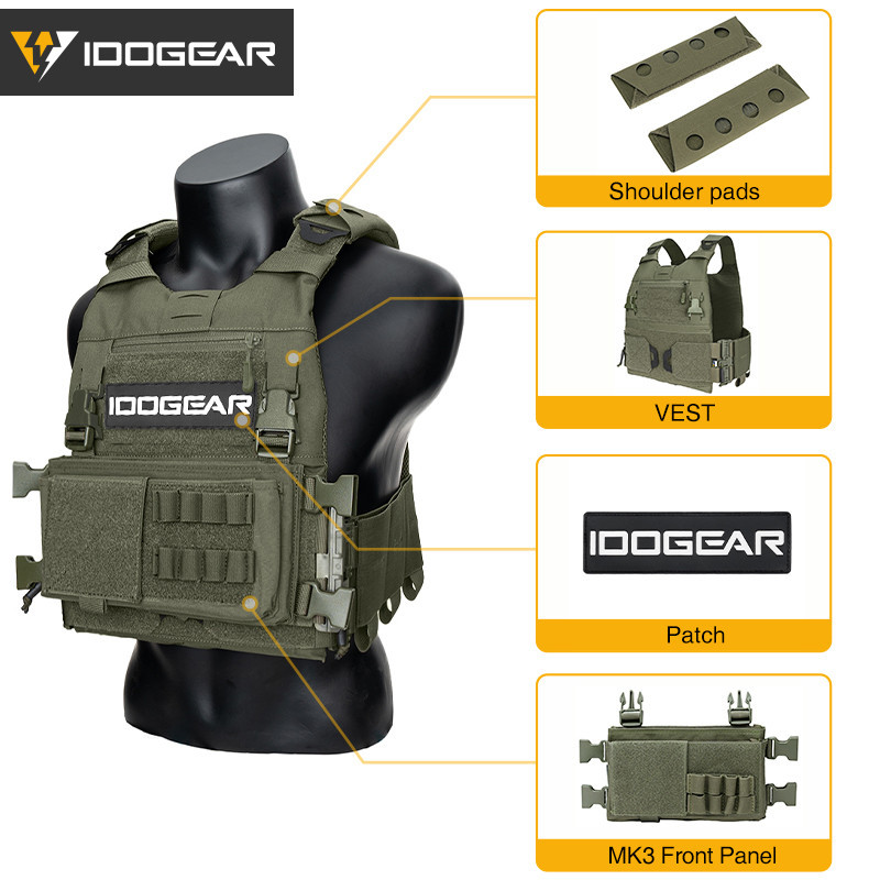 IDOGEAR FCSK3.0 เสื้อกั๊กยี่ห้อ Patch FERRO พร้อมไหล่เสริมแพ็ดและแผงด้านหน้า รหัส 3320