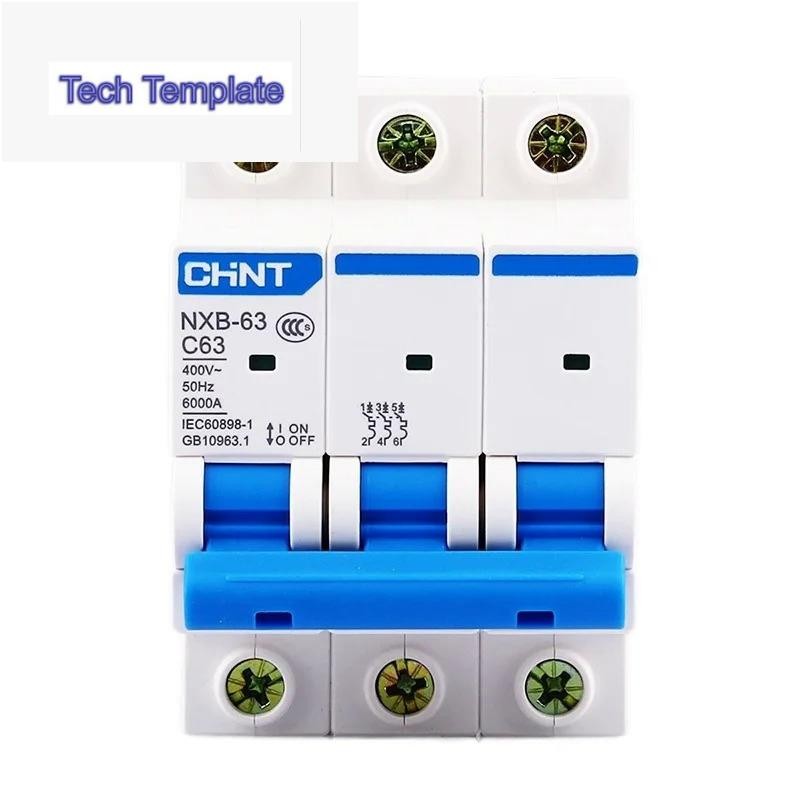 Chnt CHINT NXB-63 3P AC 230/400V เบรกเกอร์วงจรขนาดเล็ก C 6 10 16 20 25 32 40 63A ป้องกันโอเวอร์โหลด 