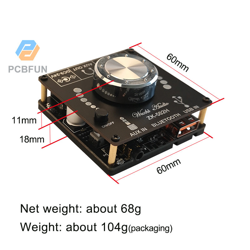 Pcbfun ZK-502H 50WX2 ไฮไฟสเตอริโอบลูทูธโมดูลเครื่องขยายเสียงดิจิตอล TPA3116D2