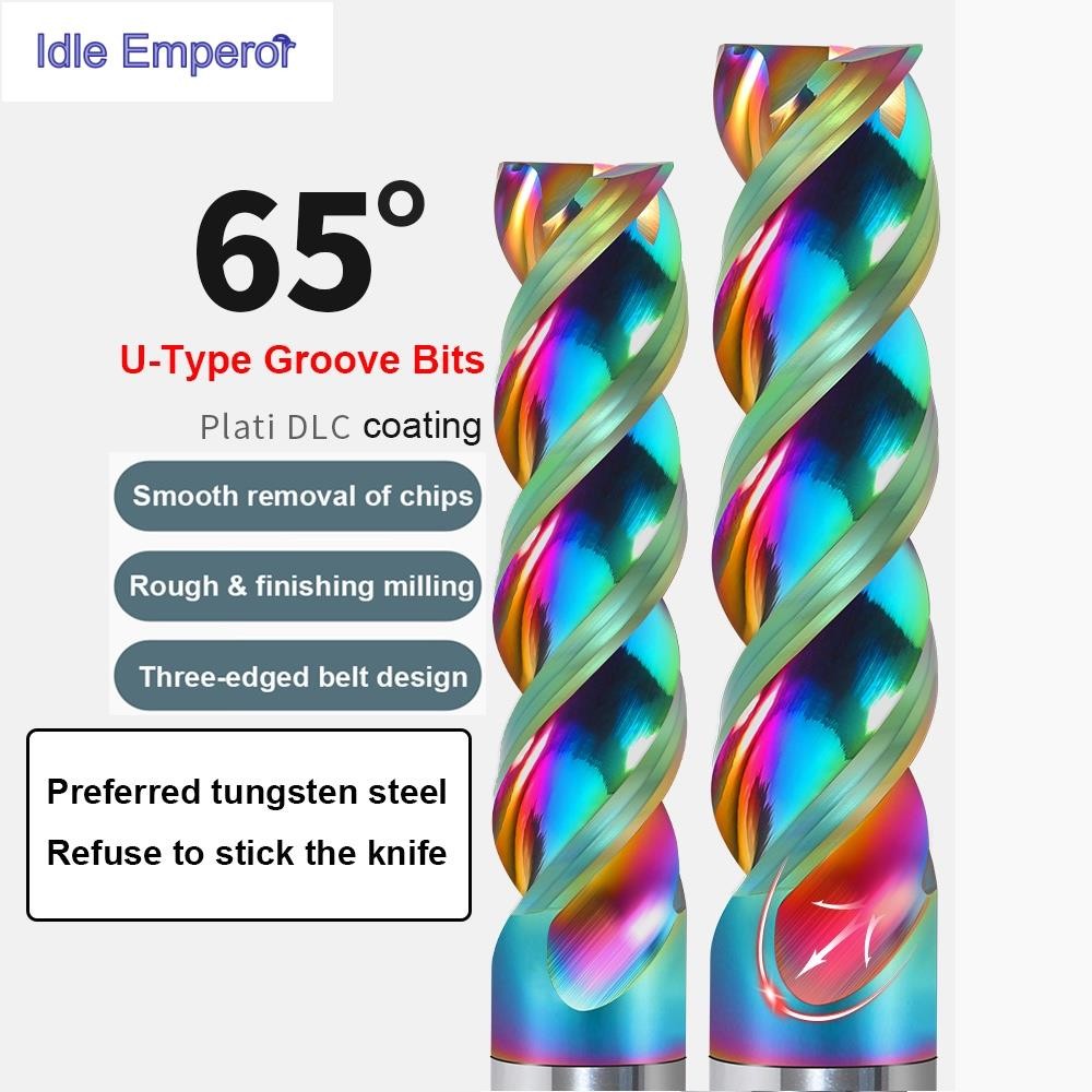 HRC65 เครื่องตัดกัด CNC สําหรับอลูมิเนียม U-slot 3 ขลุ่ยเคลือบทังสเตนตัดเหล็กเครื่องมือแกะสลัก