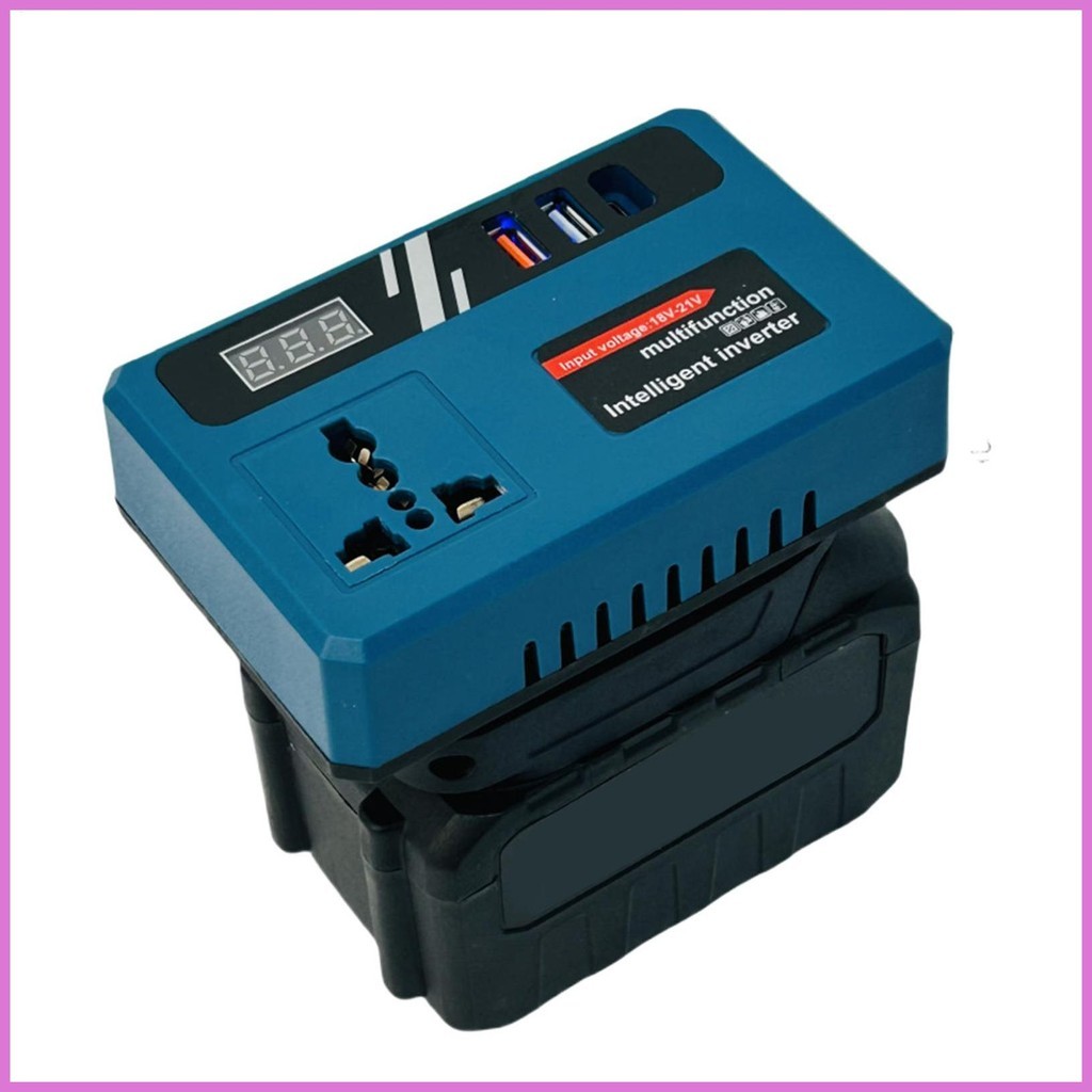 DC Converter เป็น AC กลางแจ้ง DC 18V-21V ถึง 220V AC อินเวอร์เตอร์ชาร์จโทรศัพท์ Fast Charger พร้อม 2