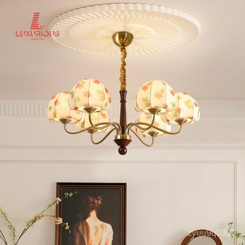 French Retro Style Pendant Light Vintage Orange Pendant Light High-End Designer Art Lamp Elegant Bed
