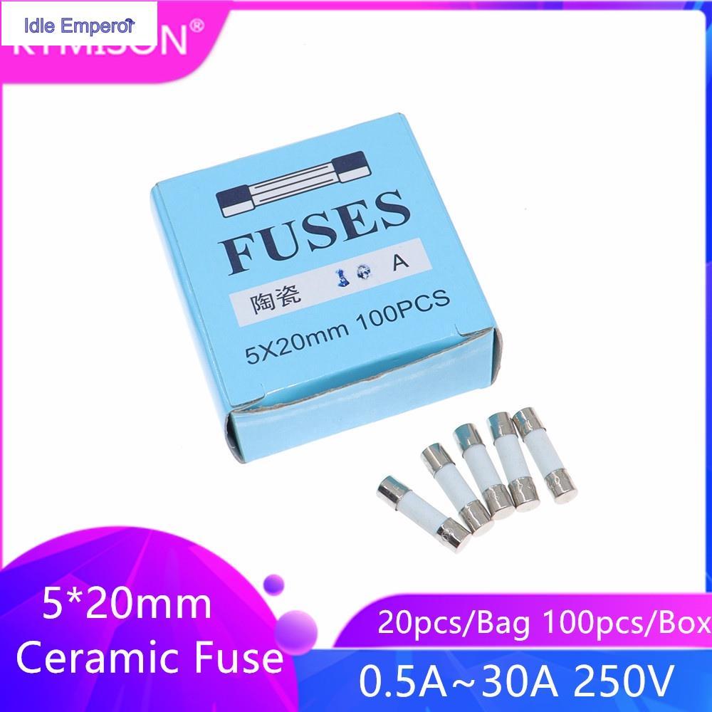 ฟิวส์เซรามิก 250V 5*20 มม. 0.5A 1A 2A 3A 3.15A 4A 5A 6A 6.3A 8A 10A 15A 20A 25A 30A 0.1A F4A250V F6.