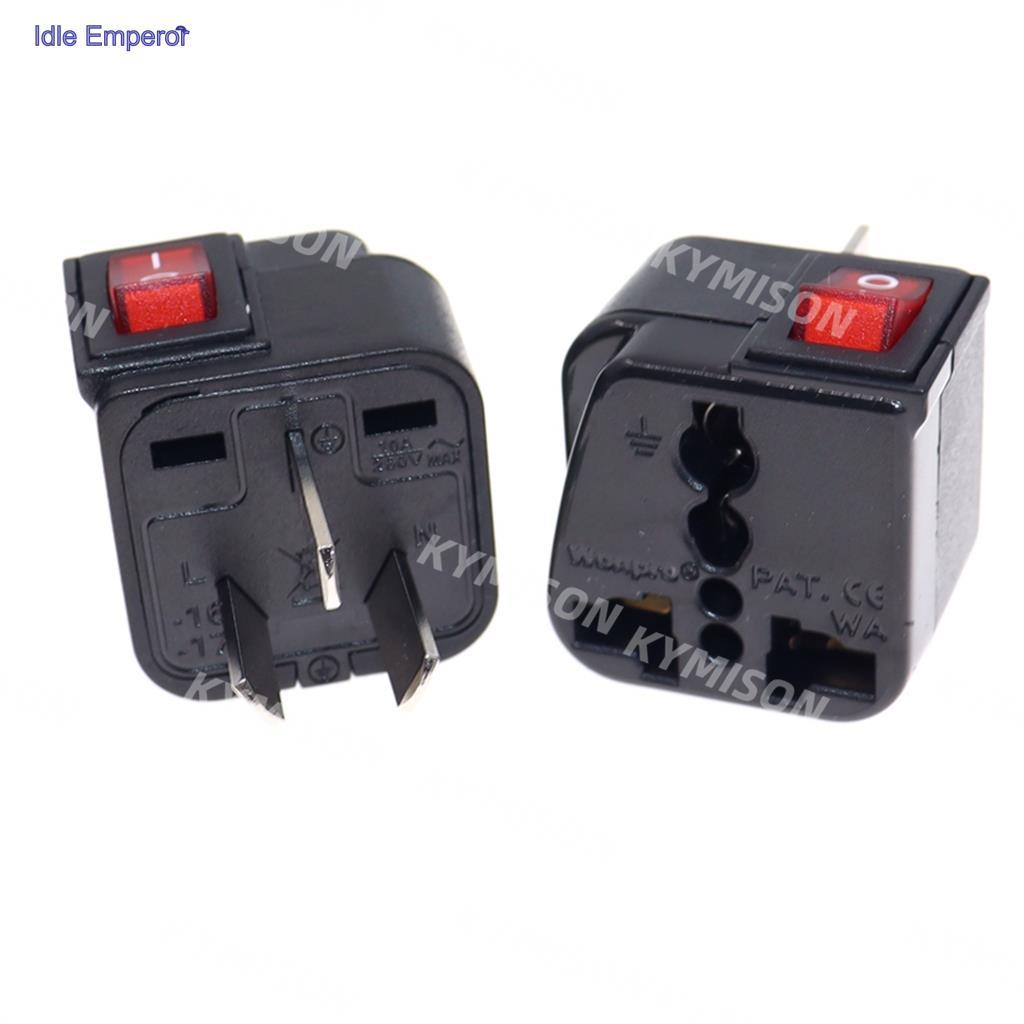 Au, New Zealand, China Travel Adapter Convert World Plug พร้อมสวิตช์ LED Mian WONPRO Black 10A 250V