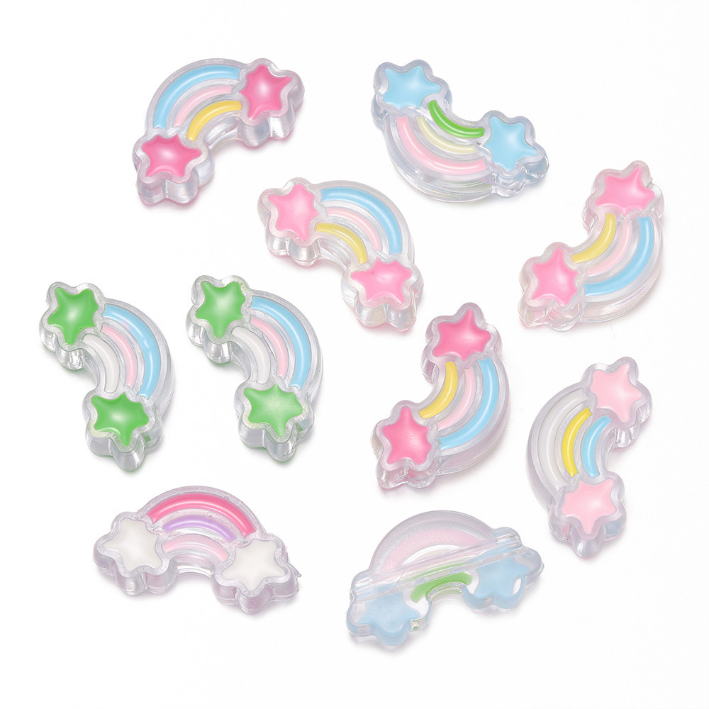 St. kunkka 5 ชิ้น 31 มิลลิเมตรอะคริลิสายรุ้งลูกปัดจี้หยดน้ํามันผลเหมาะสําหรับ DIY สร้อยข้อมือลูกปัดส