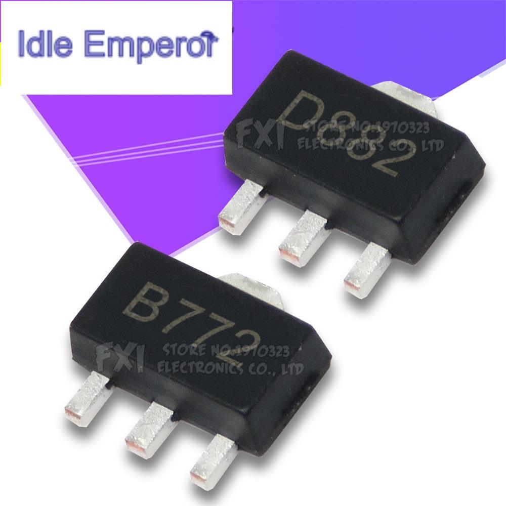 วงจรรวม SOT89 SMD 2SD882 D882 2SB772 B772 100 ชิ้น