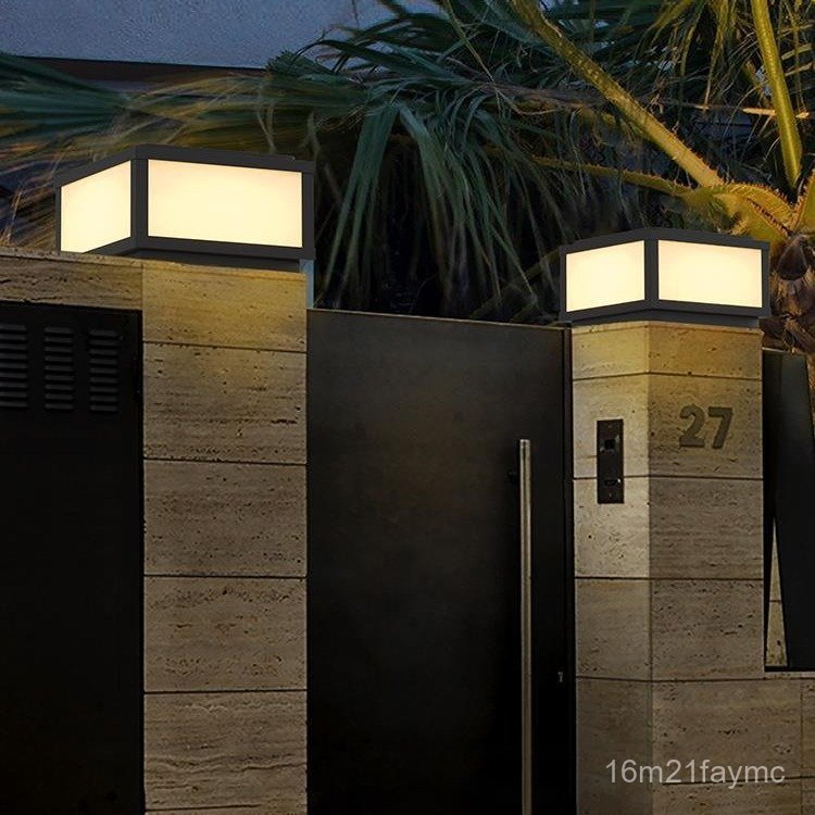 Solar Pillar Light Modern Simple Outdoor Waterproof Garden Light Outdoor Villa Fence Garden Pillar L