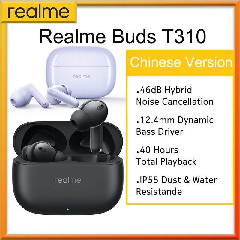 Realme Buds T310 หูฟังบลูทูธ 46dB Hybrid Noise Cancellation 40 ชั่วโมงอายุการใช้งานแบตเตอรี่หูฟังไร้