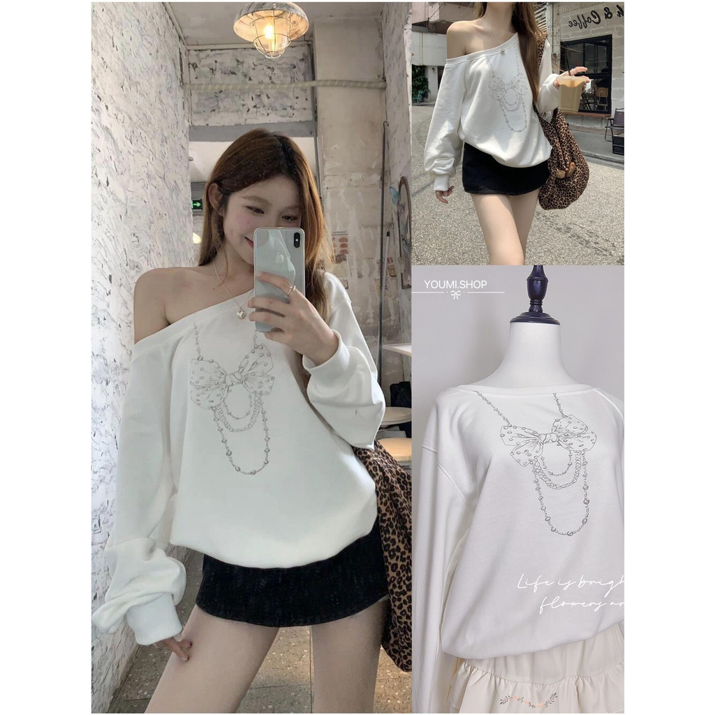 พร้อมส่ง✨เสื้อแขนยาว แขนยาว เสื้อหนาว sweatshirt สเวตเตอร์ แขนยาว คอกลม ทรงหลวม แบบบาง แฟชั่นสําหรับสตรี