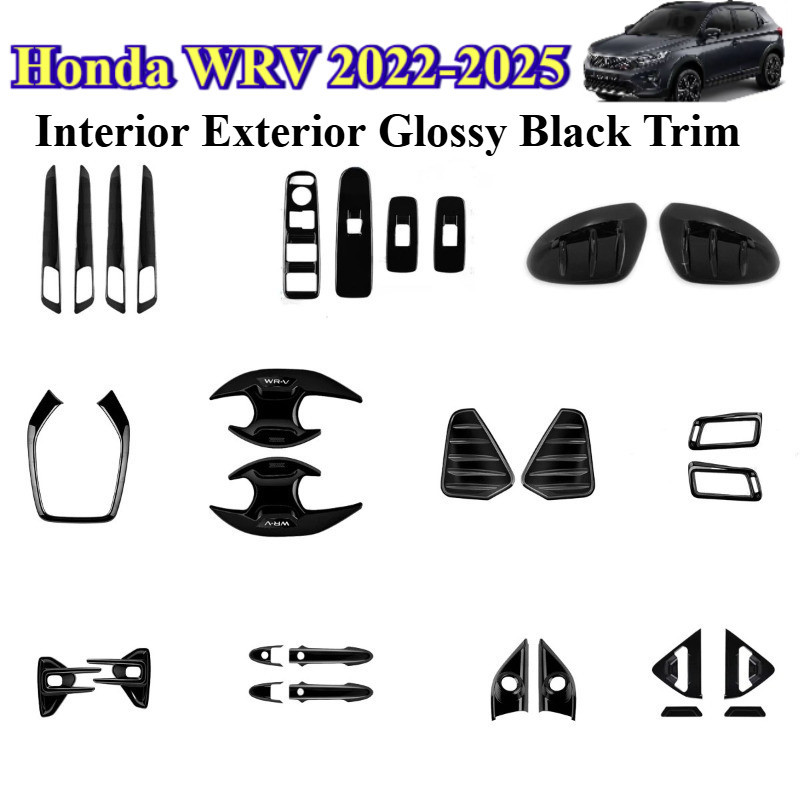 Honda WR-V WRV 2022-2025 อุปกรณ์ครอบตัดสีดําเคลือบเงาภายใน