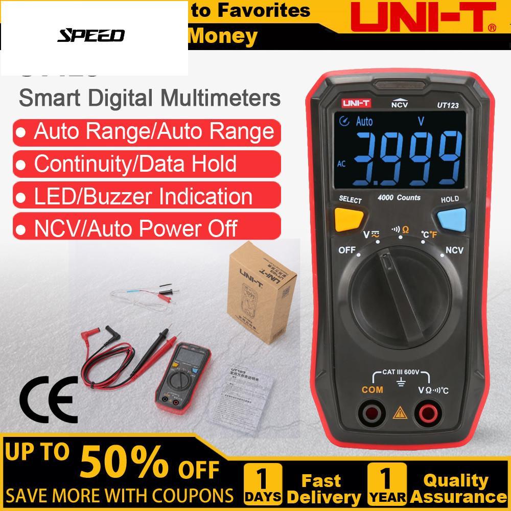 PMH-UNI-T UT123 UT123D Mini มัลติมิเตอร์แบบดิจิตอลอุณหภูมิเครื่องทดสอบข้อมูล AC DC โวลต์มิเตอร์พ็อกเ