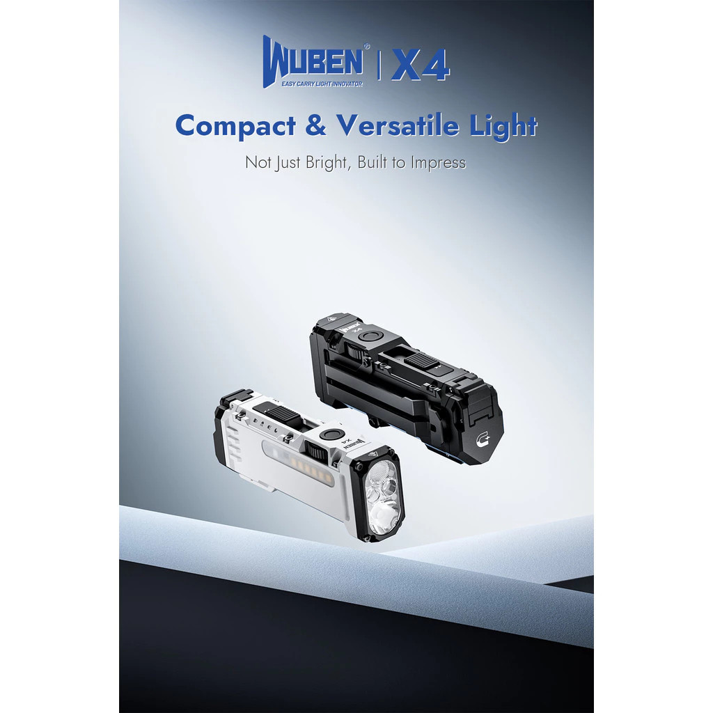 WUBEN X4 ไฟฉาย 1500 Lumens พร้อมแบตเตอรี่ 3400mAh ชาร์จ USB-C ขนาดพกพา สำหรับใช้งานบนสายคล้อง ключch