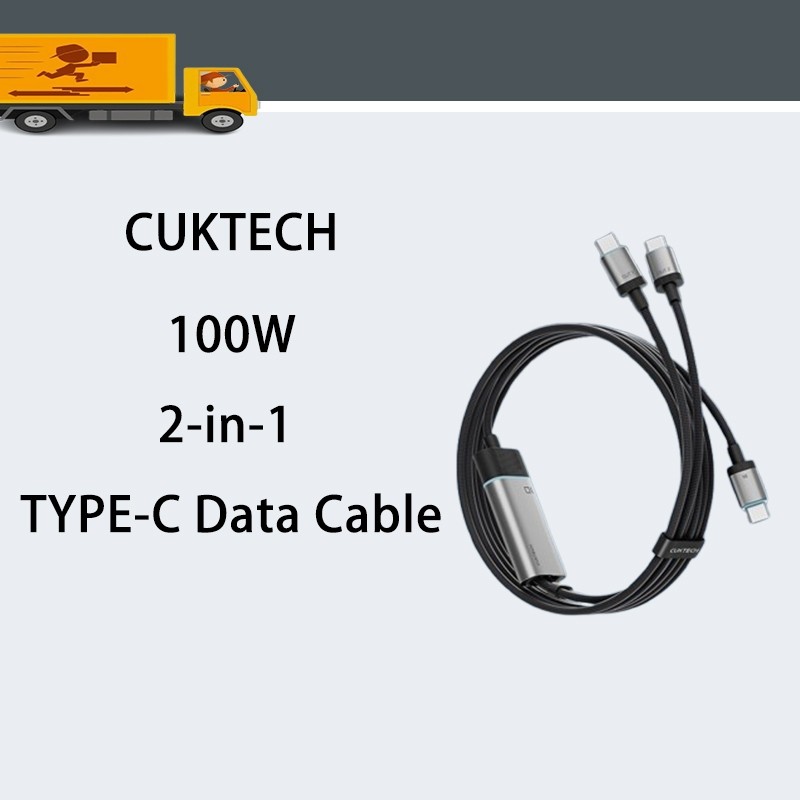 CUKTECH C2C515 สายเคเบิลข้อมูล 2-in-1 TYPE-C 100W สายชาร์จเร็วสุด