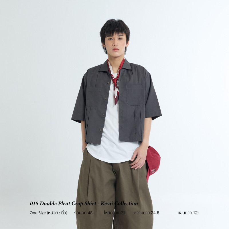 เสื้อครอปทรงบ็อกซี่ ชายหญิง - Double Pleat Crop Shirt - กิวี่ Kevii Collection