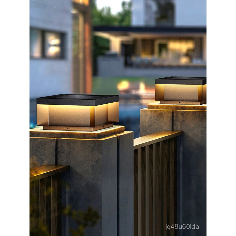 Solar Outdoor Waterproof Pillar Light Villa Gate Side Courtyard Balcony Wall Light Modern Outdoor Pi