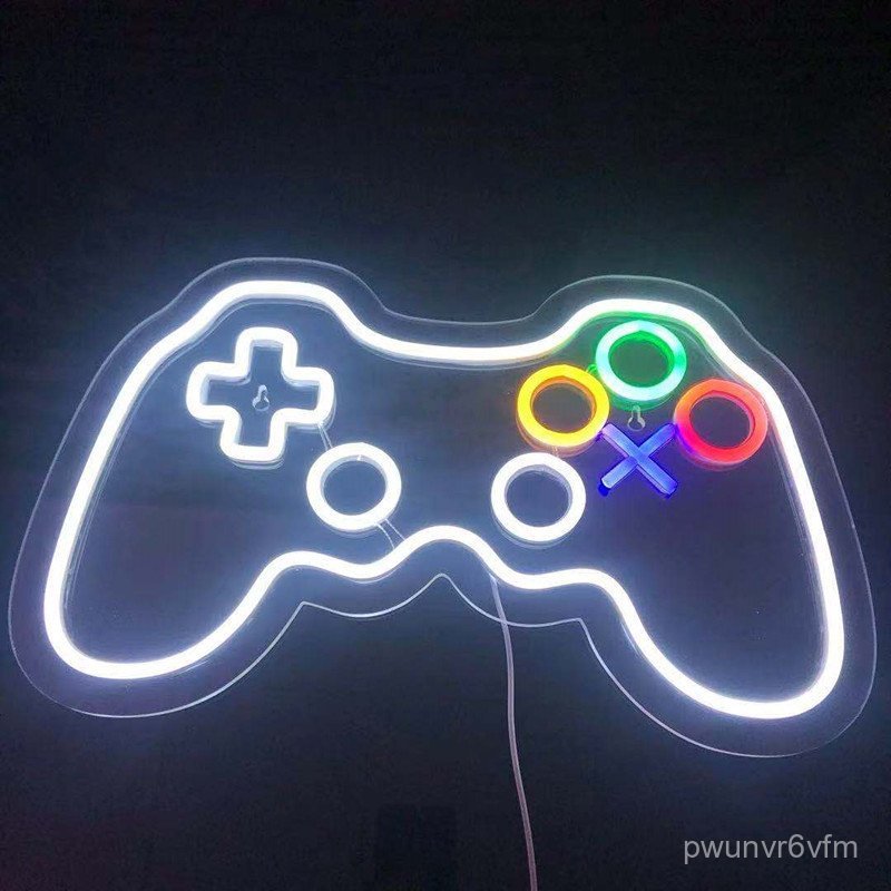 led Neon Transparent Acrylic Game Console Controller Shaped Light Wall-mounted Game Room Decorative 