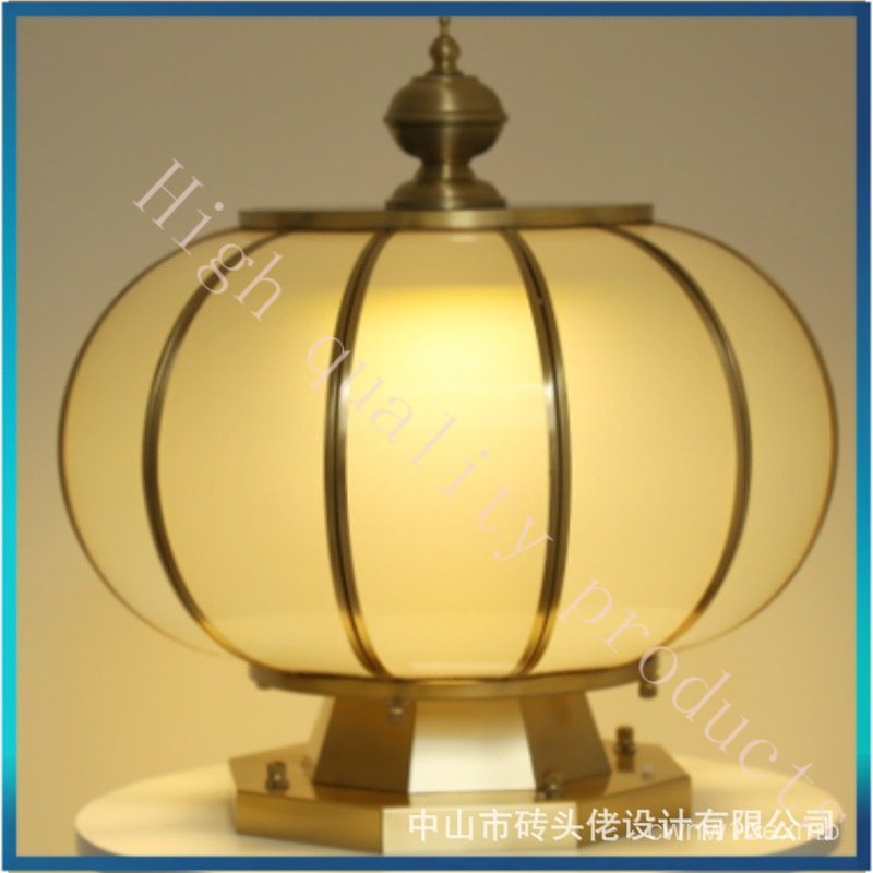 Solar Ball Full Copper Pillar Light Outdoor Garden Light Waterproof Wall Light Door Pillar Light Gat