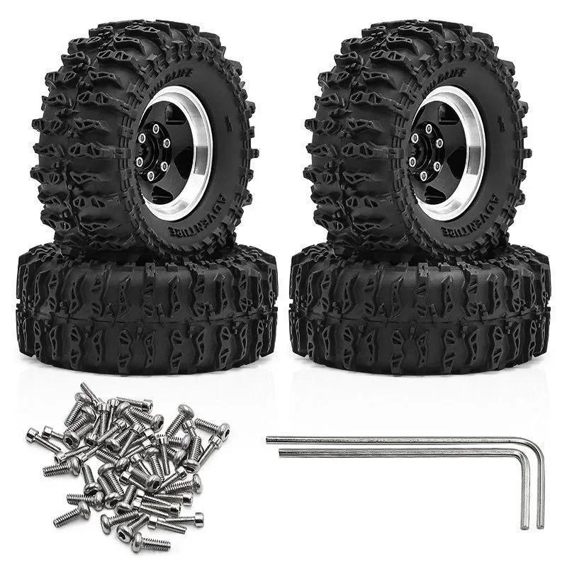 1.3 "Beadlock ล้อและยางสําหรับ 1/18 TRX4M FCX18,1/24 Axai1 SCX24 FCX24 RC Crawler รถ,4PCS