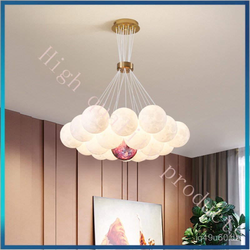 Nordic Living Room Dining Room Pendant Light Creative Designer3D Planet Moon Children's Room Master 
