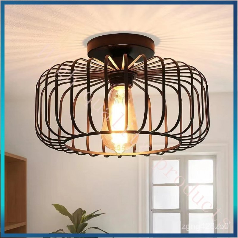Hot Selling Simple Ceiling Light Birdcage Light Zhongshan Hot Pot Restaurant Light Iron Art Tea Hous