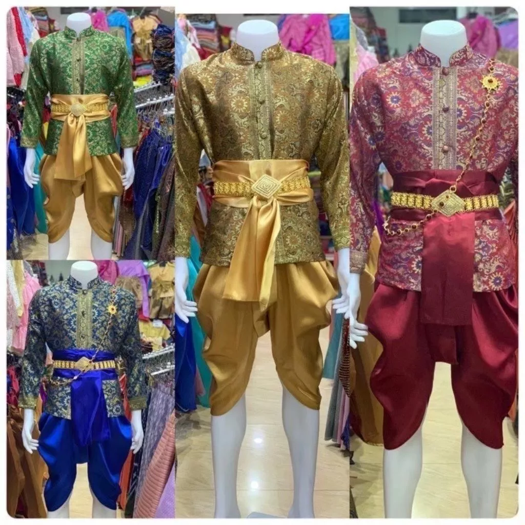 ชุดไทยผู้ชาย ชุดพี่หมื่นลายพี่โป๊ป(เสื้อ+โจง+ผ้าคาด)(ไม่รวมเครื่องประดับ)