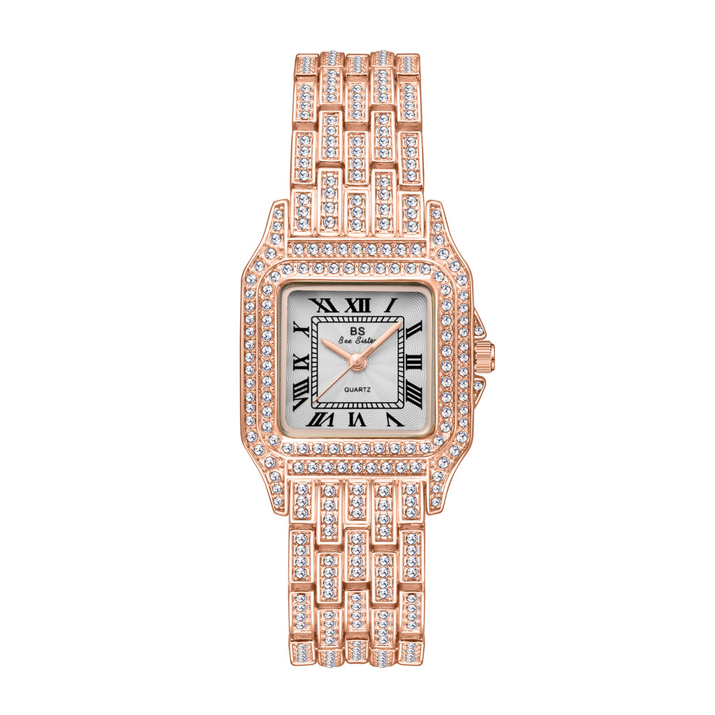 BS New hot-selling watch: Cartier Roman full-diamond small square watch for women FA1612