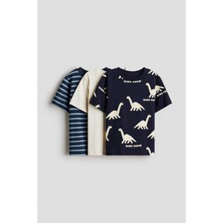 H&M(เอชแอนด์เอ็ม) ชุดเสื้อยืดคอตตอน 3 ตัว Boys 3-pack cotton…