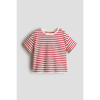 H&M(เอชแอนด์เอ็ม) เสื้อยืดผ้าฝ้ายดีเทลกระดุม Infants Button-…