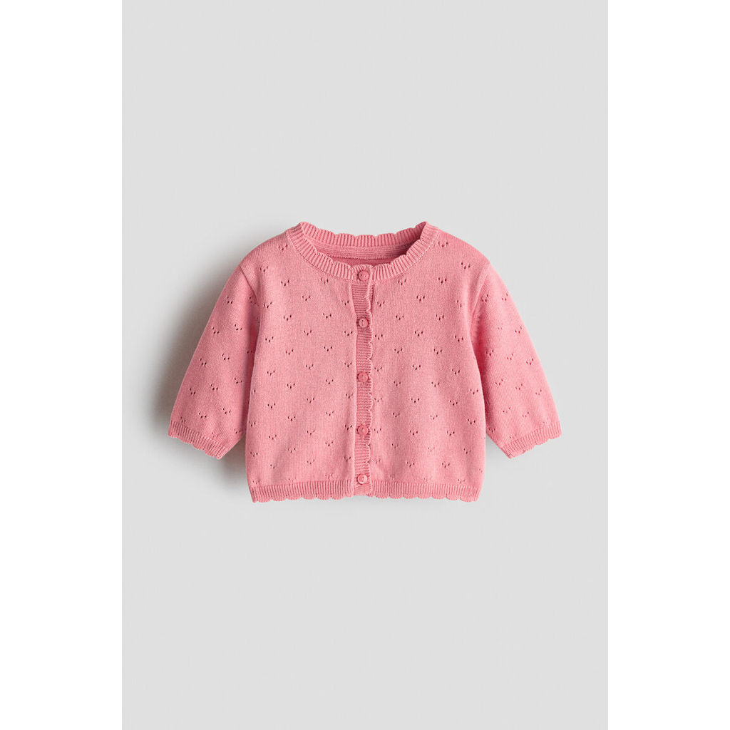 H&M(เอชแอนด์เอ็ม) คาร์ดิแกนผ้าคอตตอนผืนถักลายจุด Infants Cotton pointelle cardigan 1321366_1