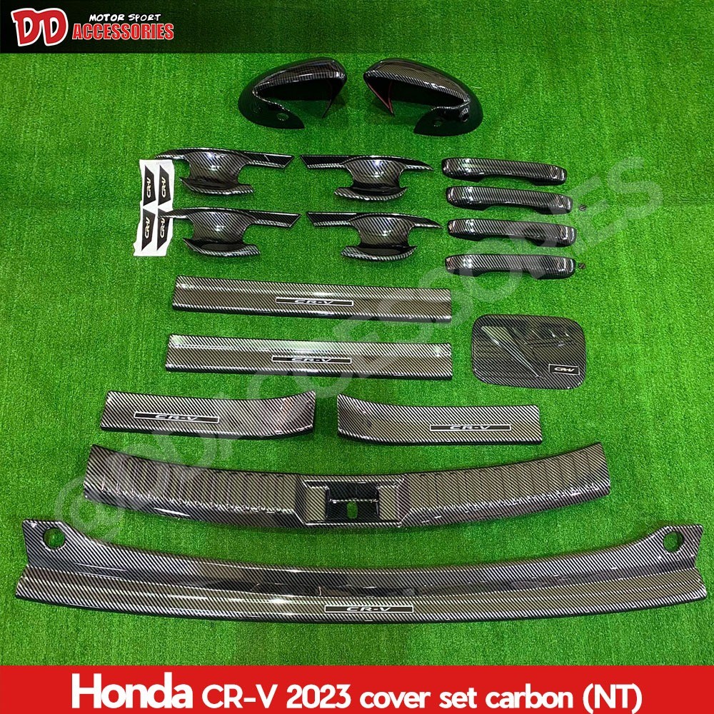 ชุดครอบกันรอย เบ้ามือเปิด ครอบมือเปิด ครอบกระจก ชายบันได CRV 2023 2024 G6 ลายคาบอน งานสวยๆ ติดตั้งง่