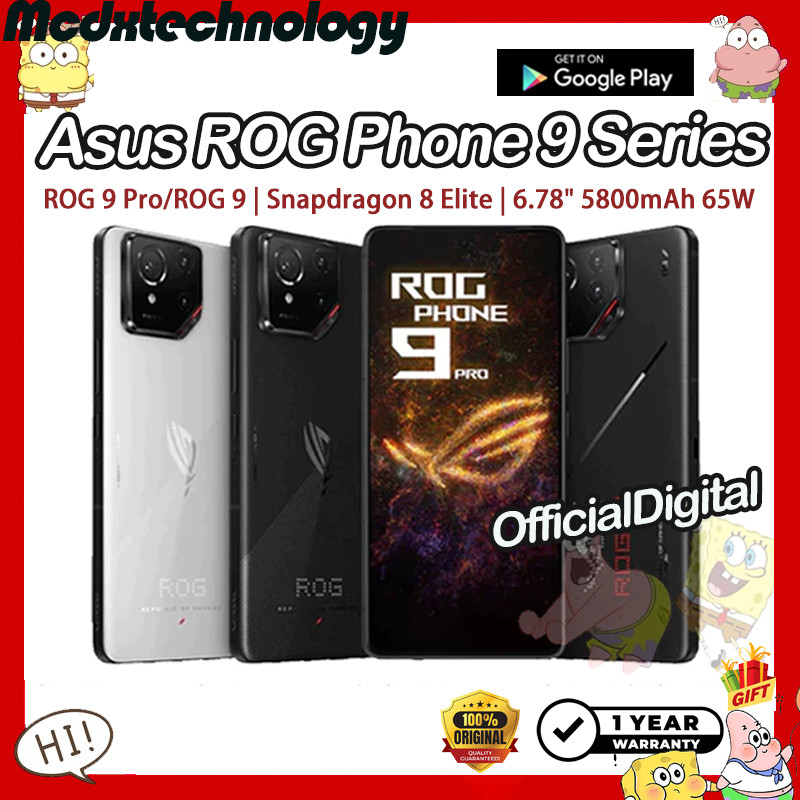 Global Rom Asus ROG Phone 9 Pro ROG Phone 9 Snapdragon 8 Elite 5800mAh 65W ROG Gaming Phone | สนับสน