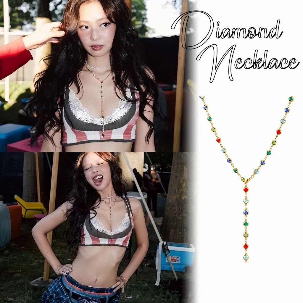 necklace สร้อยคอ ปรับได้ แฟชั่น วินเทจ โบฮีเมียน Y-Shape สีสันสดใส เซอร์คอน สินค้าเด่นในเทศกาลดนตรี ขายดี ใส่ไปทะเล COD