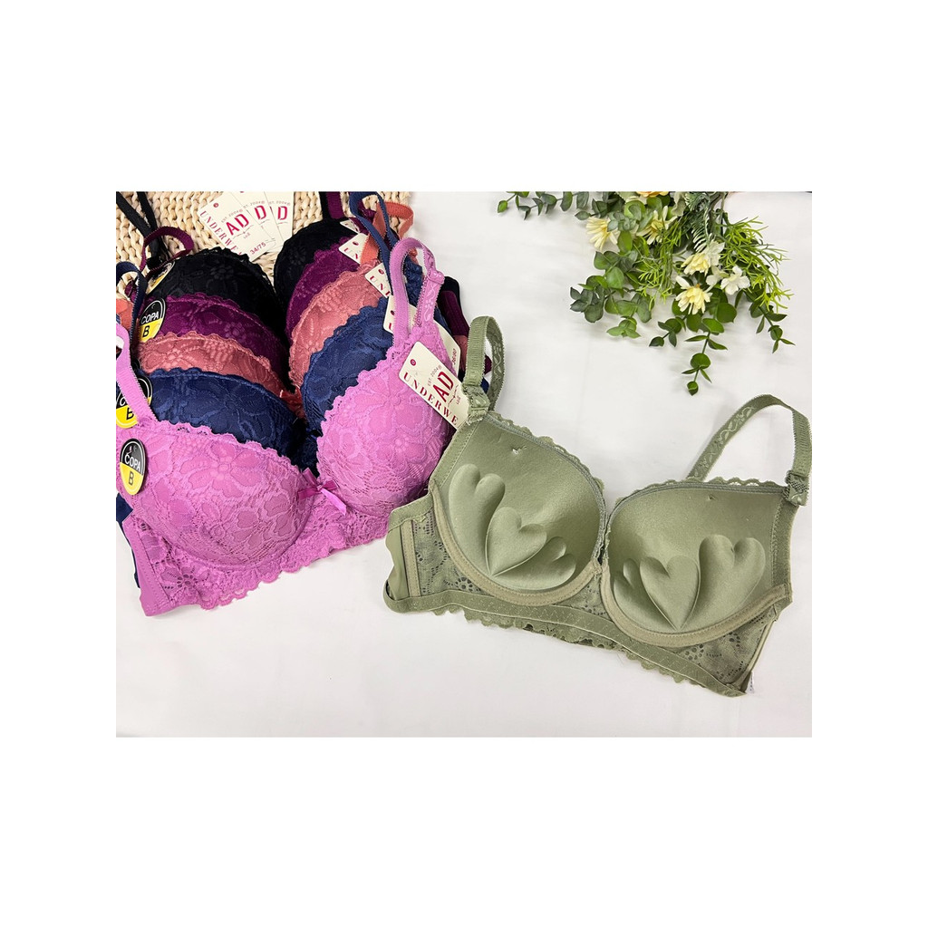 2307# เสื้อในมีโครงAD Bra คัพ B ลายลูกไม้ มีฟองน้ำในตัว ใส่สบาย ทรงสวย ไซส์3 36 38 40 42