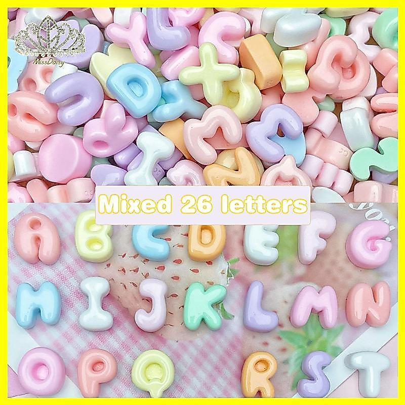 Daisy 20 ชิ้น Mini ตัวอักษรผสมเรซิ่นอุปกรณ์เสริม ABCD ตัวอักษรภาษาอังกฤษ Decals DIY ครีมกาวเคสโทรศัพท์คลิปผมอุปกรณ์ตกแต่ง TH