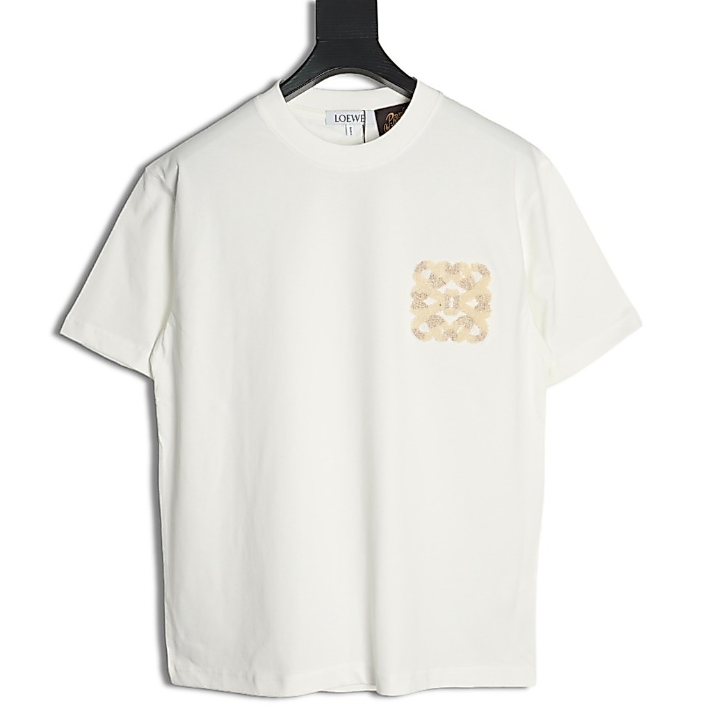 Loewe/Loewe 2026 เสื้อยืดคอกลมแขนสั้นสไตล์คู่ผู้ชาย Commuter Breathable เรียบง่ายหนา Impervious Bott