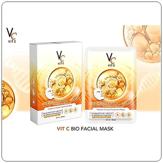 แผ่นมาร์คหน้า VCน้องฉัตร Vit c bio facial mask 1 กล่องมี 6 แผ่น