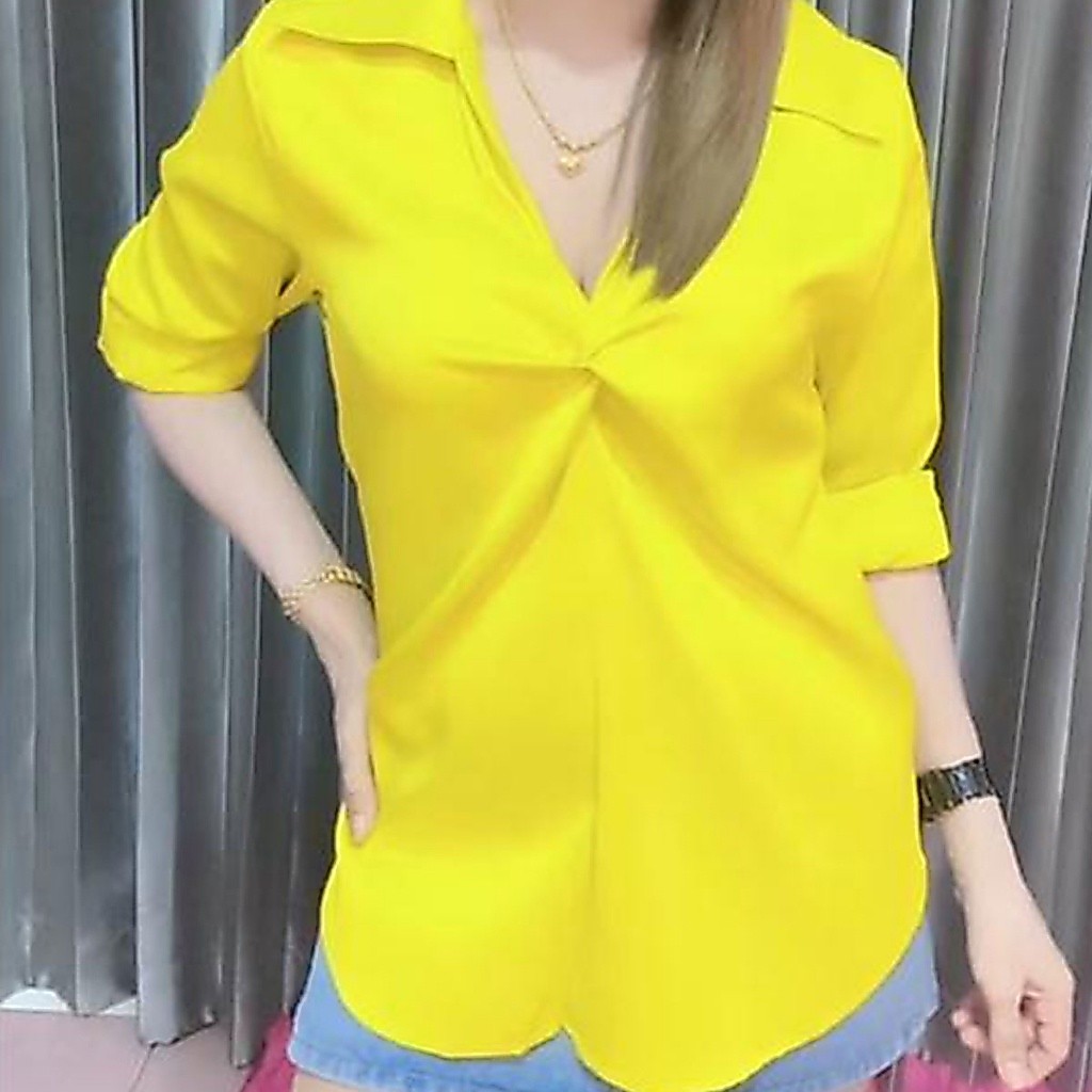 พร้อมส่ง เสื้อเชิ้ตคอปกเเฟชั่นผู้หญิงเนื้อผ้าซาติน รูปที่ 4