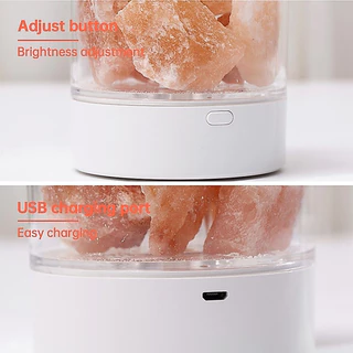 ไฟกลางคืนห้องนอน โคมไฟเกลือคริสตัลหิมาลัยเกลือหินที่มีสีสันโคมไฟ Usb บนโต๊ะชาร์จตกแต่งห้องไฟกลางคืนแสง ไฟข้างเตียง โคมไฟ