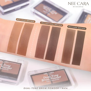 เขียนคิ้วเนื้อฝุ่น 2 โทนสี กันเหงื่อ ติดทน NEE CARA DUAL-TONE BROW POWDER