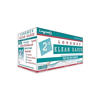 KLEAN GAUZE LONGMED ลองเมด คลีนก๊อซ ผ้าก๊อซใยสังเคราะห์ 2x2 / 3x3 / 4x4 (100ชิ้น/กล่อง)