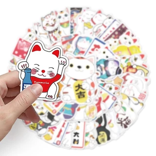 50 ชิ้นตลก Fortune Cat สติกเกอร์กันน้ํา DIY สําหรับโทรศัพท์แล็ปท็อปรถสติกเกอร์ Creative Home Decal