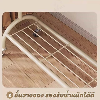 [ดีไซน์ทรงหูแมว] ราวแขวนผ้า ราวตากผ้า ราวแขวนเสื้อผ้าพร้อมชั้นวาง ดีไซน์ทรงหูแมวกันผ้าหล่น+ตะขอแขวนด้านข้าง DF