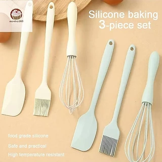 Myoloy 3 ชิ้นชุดเบเกอรี่ซิลิโคนเกรดอาหารทนความร้อนครีม Scraper เครื่องตีไข่จาระบีแปรงครัวเค้กเบเกอรี่เครื่องมือ TH