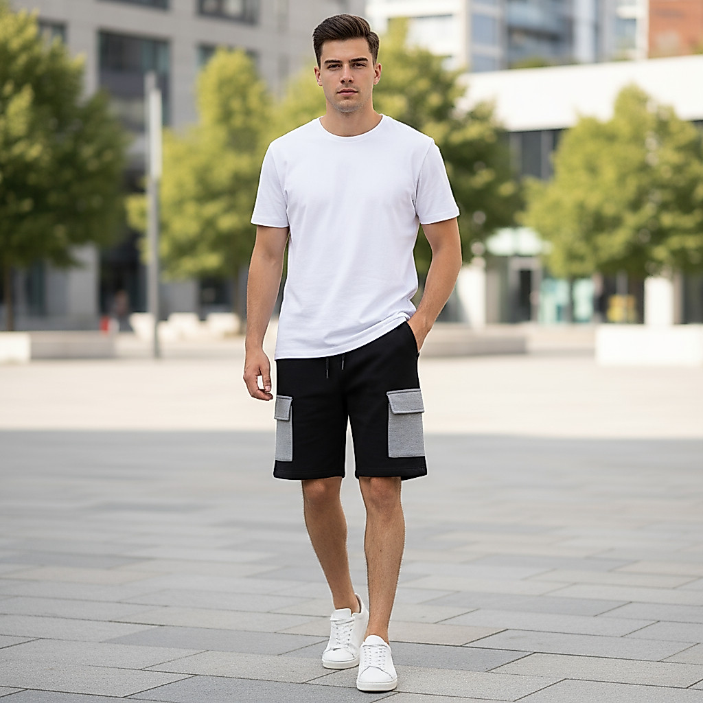 Mens Premium Two Quarter Cargo – Black & Ash