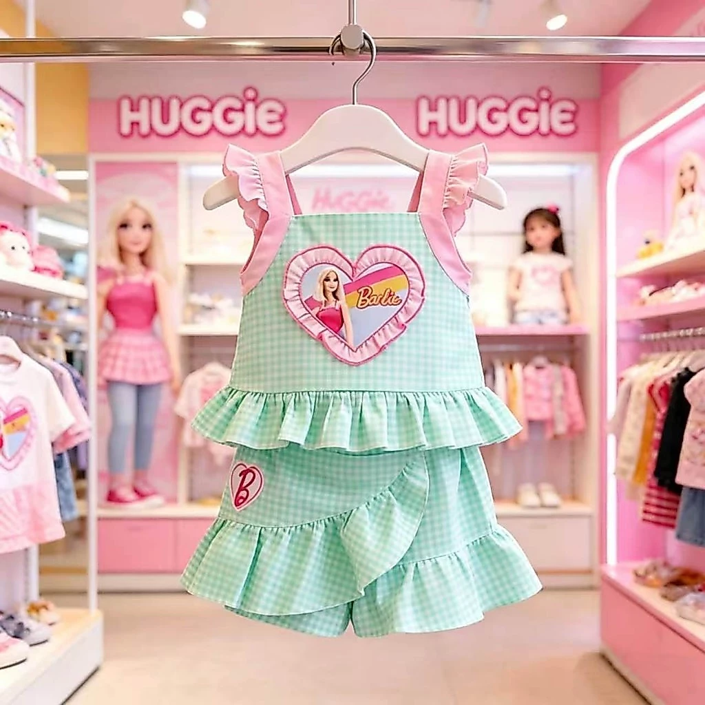 พร้อมส่ง 9638 bc53 ชุดเด็กกรีนบาร์บี้