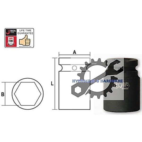 JETECH TOOL 3/4" CR.MO IMPACT SOCKET
