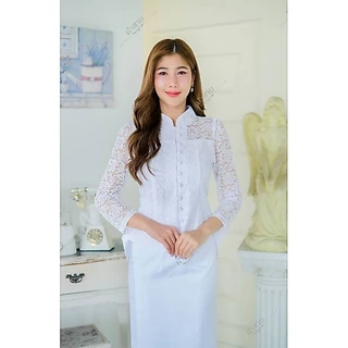 เสื้อลูกไม้คอจีนอัดผ้ากาว (เฉพาะเสื้อ)